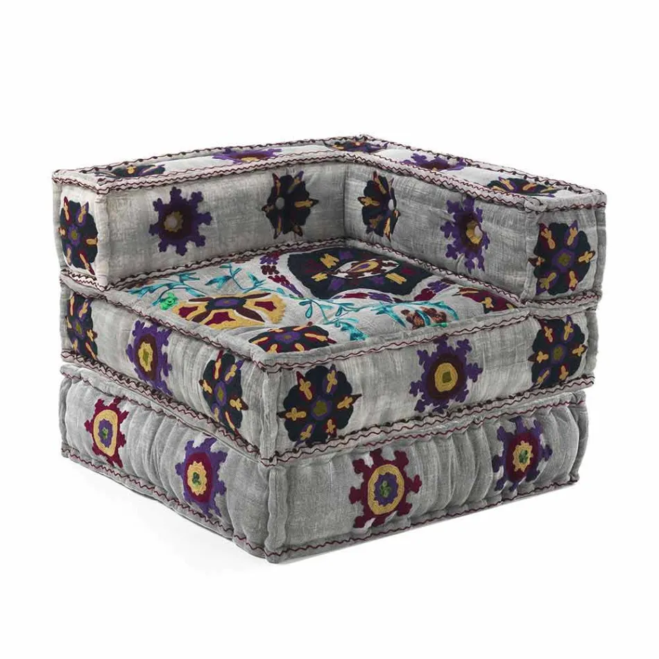 Chaise Longue lænestol i etnisk design i bomuld til patchwork, til stue - fiber Viadurini