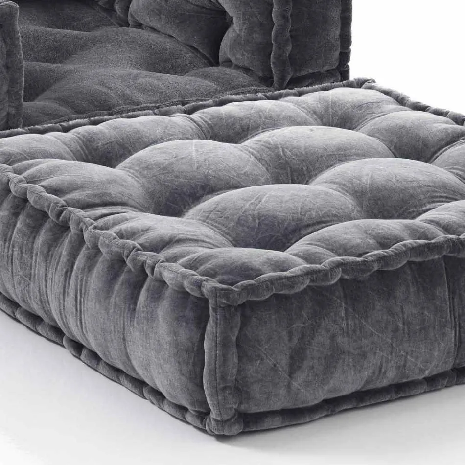 Etnisk design Chaise Longue lænestol i grå eller blå fløjl - Fiber Viadurini