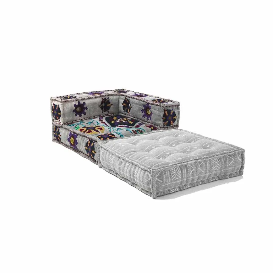 Chaise Longue lænestol i lappet bomuld til etnisk design lounge - fiber Viadurini