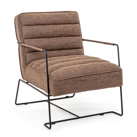 Klassisk lænestol i stål og kunstlæder brunt eller sort design - Kendy Viadurini