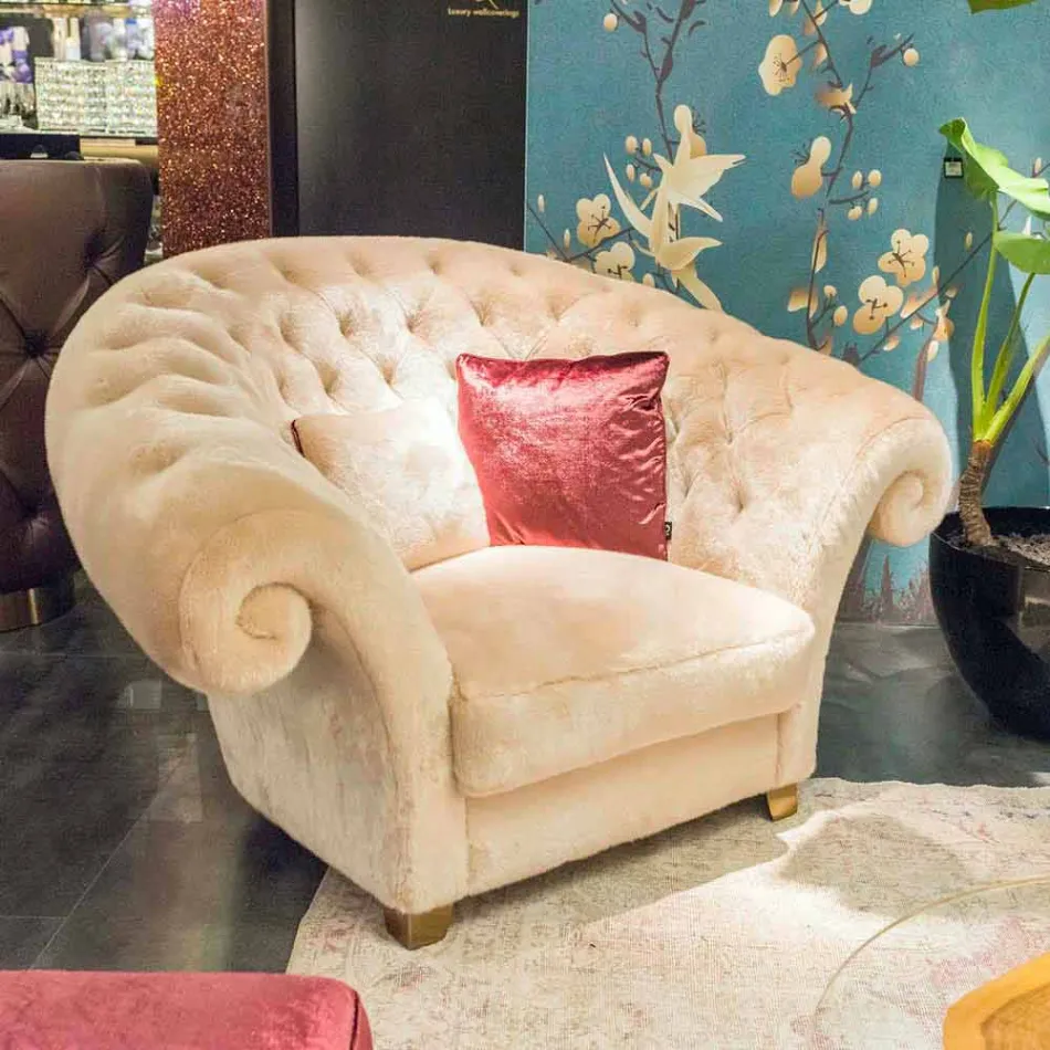 lænestol bearbejdet quiltet kunstskind Balma Viadurini