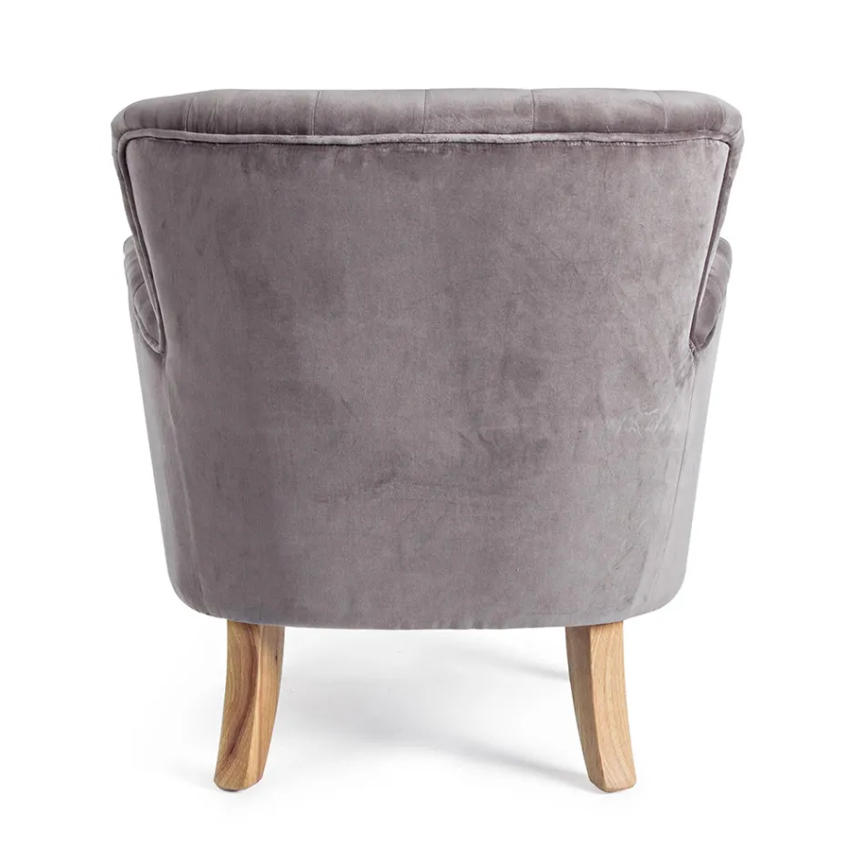 Klassisk lænestol i træ og polstret sæde i quiltet bomuld - Monny Viadurini