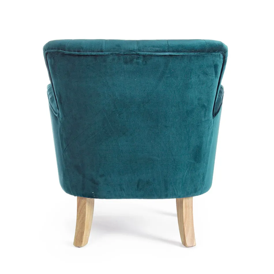 Klassisk lænestol i træ og polstret sæde i quiltet bomuld - Monny Viadurini