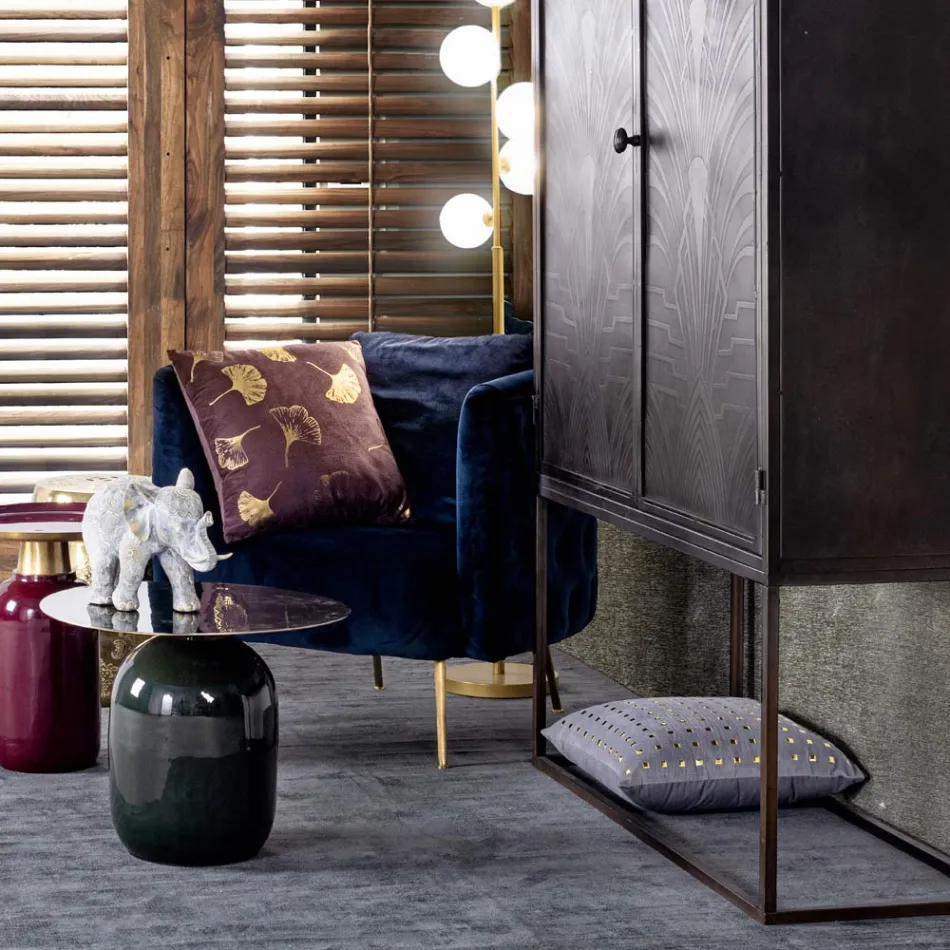 Klassisk lænestol i polstret træ med fløjlseffekt Homemotion - Nichy Viadurini