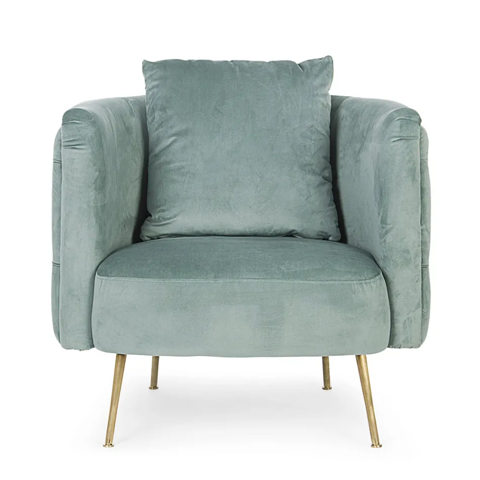 Klassisk lænestol i polstret træ med fløjlseffekt Homemotion - Nichy Viadurini