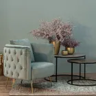 Klassisk lænestol i polstret træ med fløjlseffekt Homemotion - Nichy Viadurini