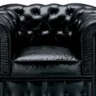 Klassisk lænestol dækket i læder med træfødder fremstillet i Italien - Idra Viadurini