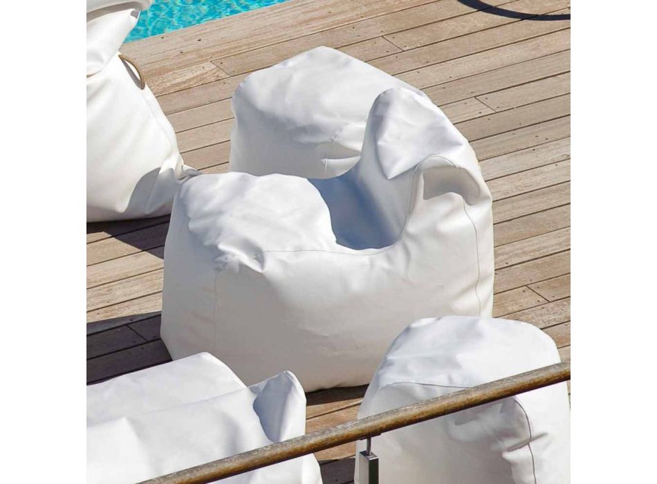 Lænestol Design Cloud i hvid imiteret læder nautiske Trona Viadurini