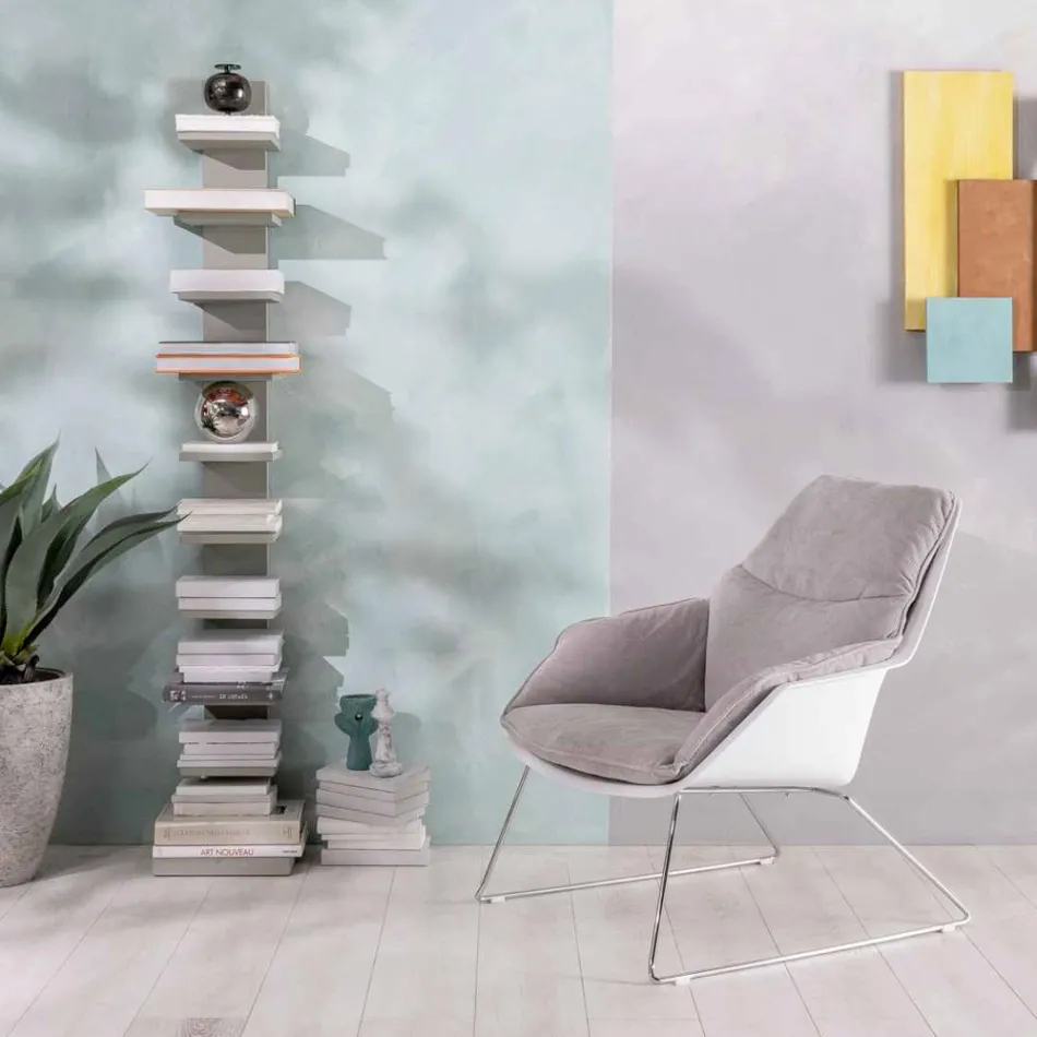 Lænestol med metalbund, polypropylenstruktur og stofpuder - tablet Viadurini