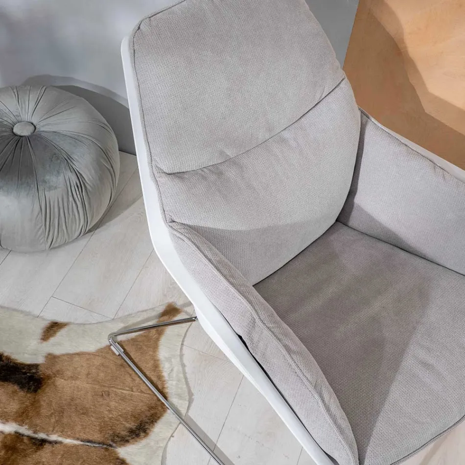 Lænestol med metalbund, polypropylenstruktur og stofpuder - tablet Viadurini