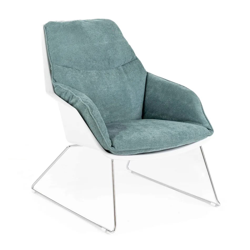 Lænestol med metalbund, polypropylenstruktur og stofpuder - tablet Viadurini