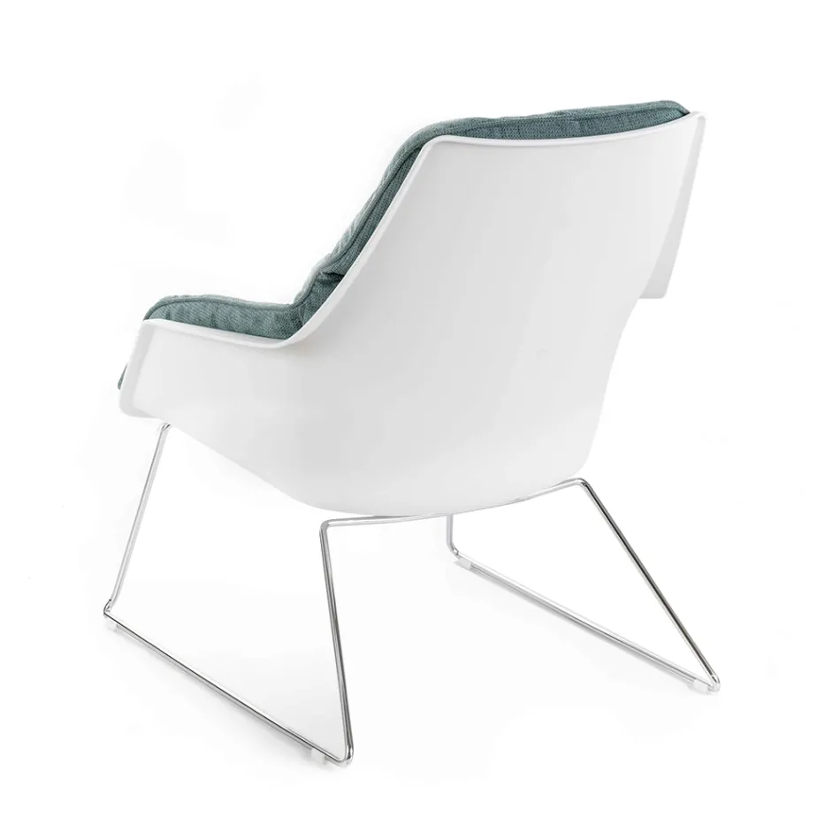 Lænestol med metalbund, polypropylenstruktur og stofpuder - tablet Viadurini