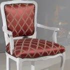 Lænestol med armlæn og struktur i hvidlakeret træ lavet i Italien - kat Viadurini