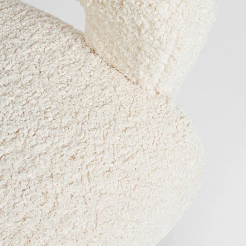 Lænestol med armlæn i sæde af gummitræ og uldeffekt - Patrizia Viadurini