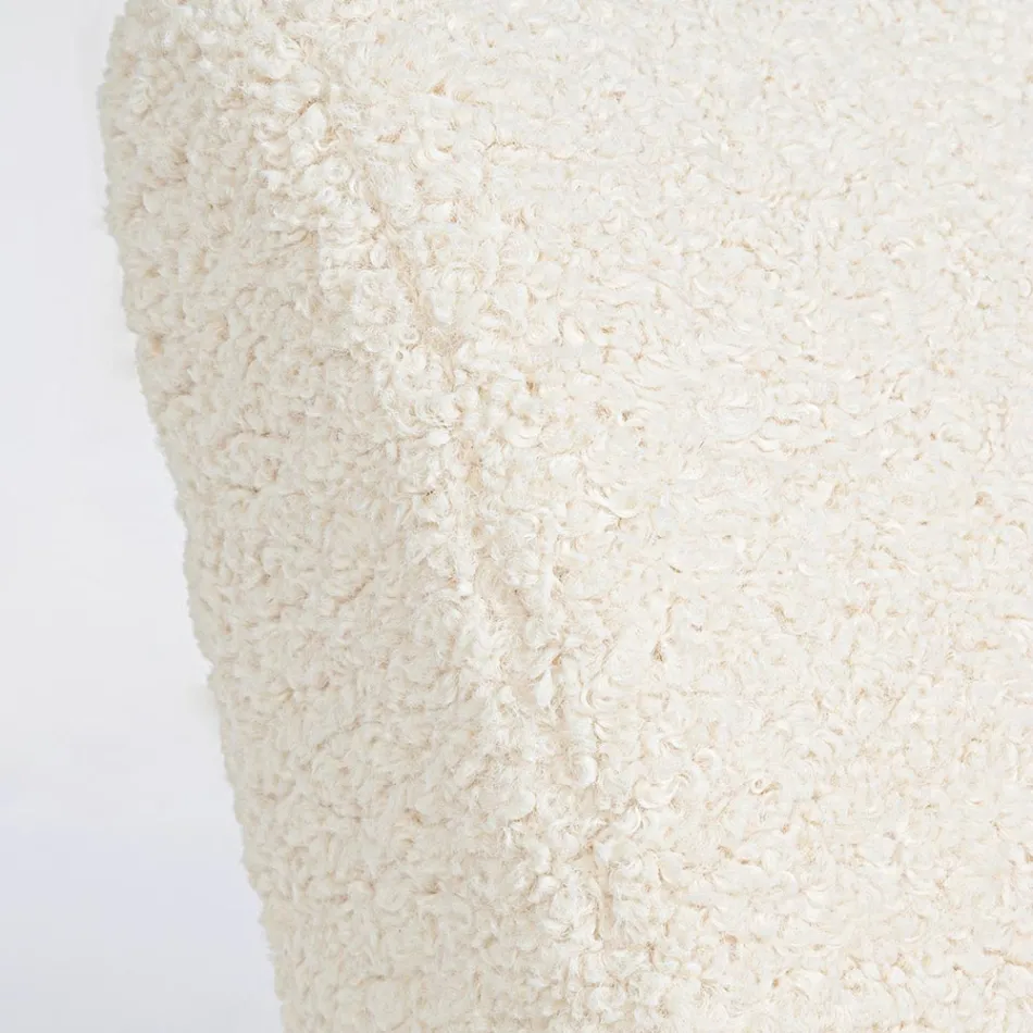 Lænestol med armlæn i sæde af gummitræ og uldeffekt - Patrizia Viadurini