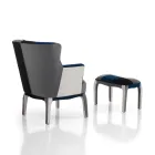 Lænestol med puf i Patchwork stof - Bromo Viadurini