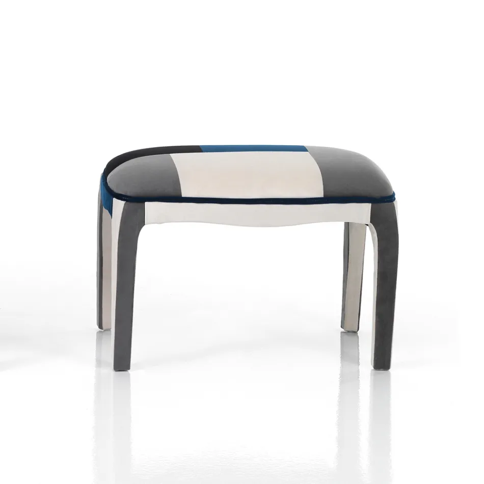 Lænestol med puf i Patchwork stof - Bromo Viadurini