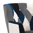 Lænestol med puf i Patchwork stof - Bromo Viadurini