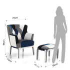 Lænestol med puf i Patchwork stof - Bromo Viadurini