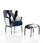 Lænestol med puf i Patchwork stof - Bromo Viadurini