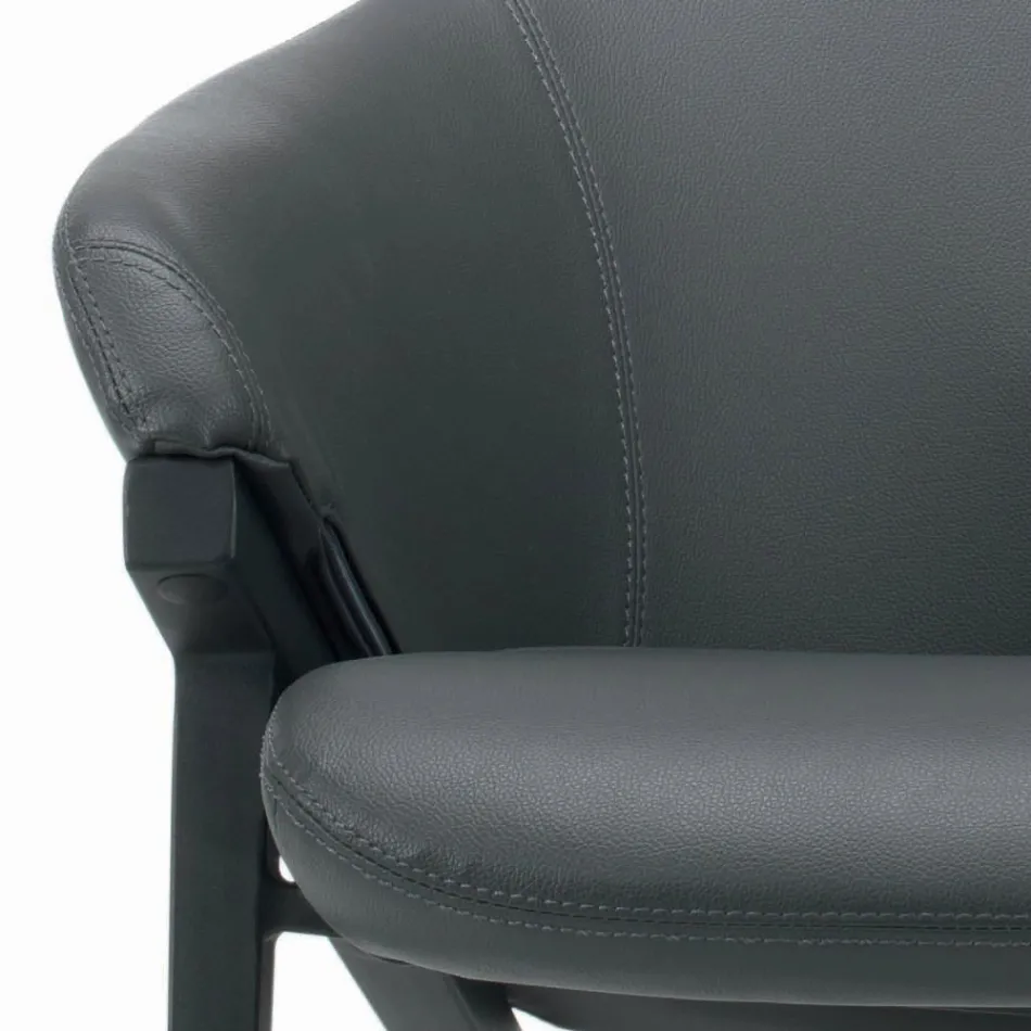 Lænestol med stålstruktur og grafit øko-lædersæde Made in Italy - Reggio Viadurini