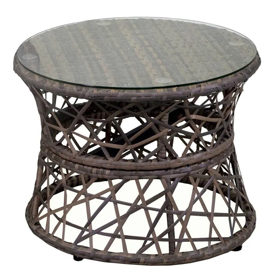 Lænestol med aluminiumsstel beklædt med polyrattan og sofabord - Puntina Viadurini