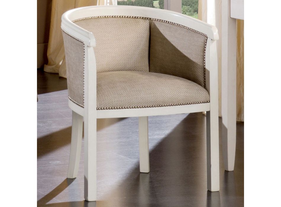 Lænestol med hvid vokset træstruktur lavet i Italien - Smaragd Viadurini