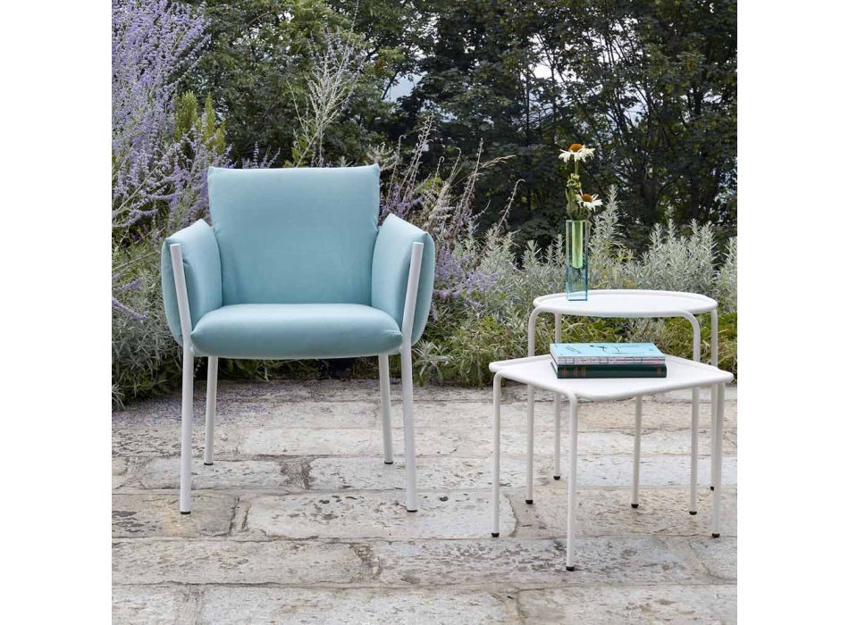 Udendørs lænestol med armlæn og polstrede puder lavet i Italien - Brezza Viadurini