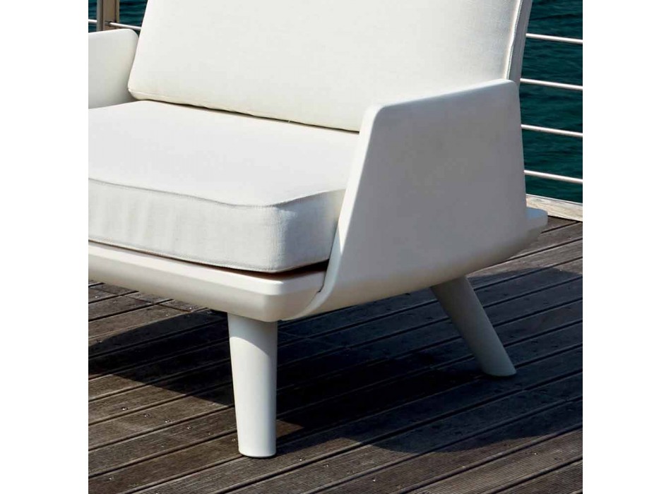 Polstret udendørs lænestol af hvidt og moderne design - Samurai af Myyour Viadurini
