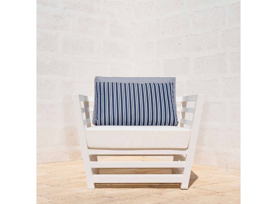 Udendørs lænestol i hvide eller sorte puder af aluminium og stof - Cynthia Viadurini