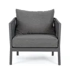 Udendørs lænestol i aluminium, reb og antracitstof, Homemotion - Shama Viadurini