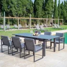 Udendørs lænestol i aluminium lakeret med nautisk reb og teak - Chase Viadurini