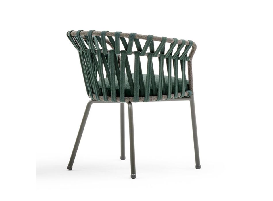 Udendørs lænestol i reb, stof og aluminium - Emma Cross fra Varaschin Viadurini