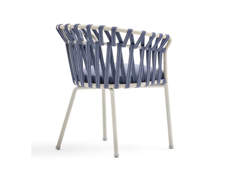 Udendørs lænestol i reb, stof og aluminium - Emma Cross fra Varaschin Viadurini