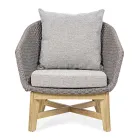 Udendørs lænestol i rebvævning og teaktræ, Homemotion - Callum Viadurini