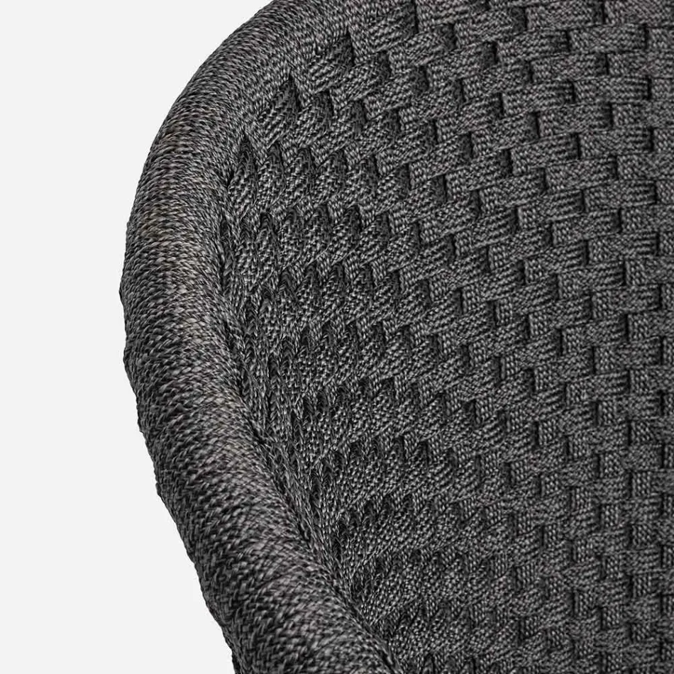 Udendørs lænestol i træ og reb med pude, Homemotion, 2 stk - Oskana Viadurini