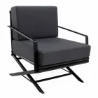 Udendørs lænestol i naturligt træ eller blank eller mat sort og pude - Suzana Viadurini