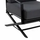 Udendørs lænestol i naturligt træ eller blank eller mat sort og pude - Suzana Viadurini