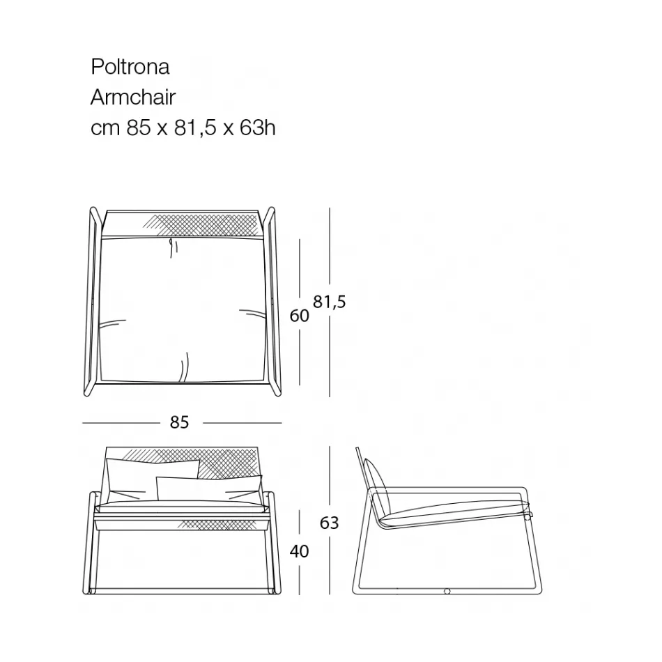 Udendørs metallænestol med luksuspude lavet i Italien - Karol Viadurini