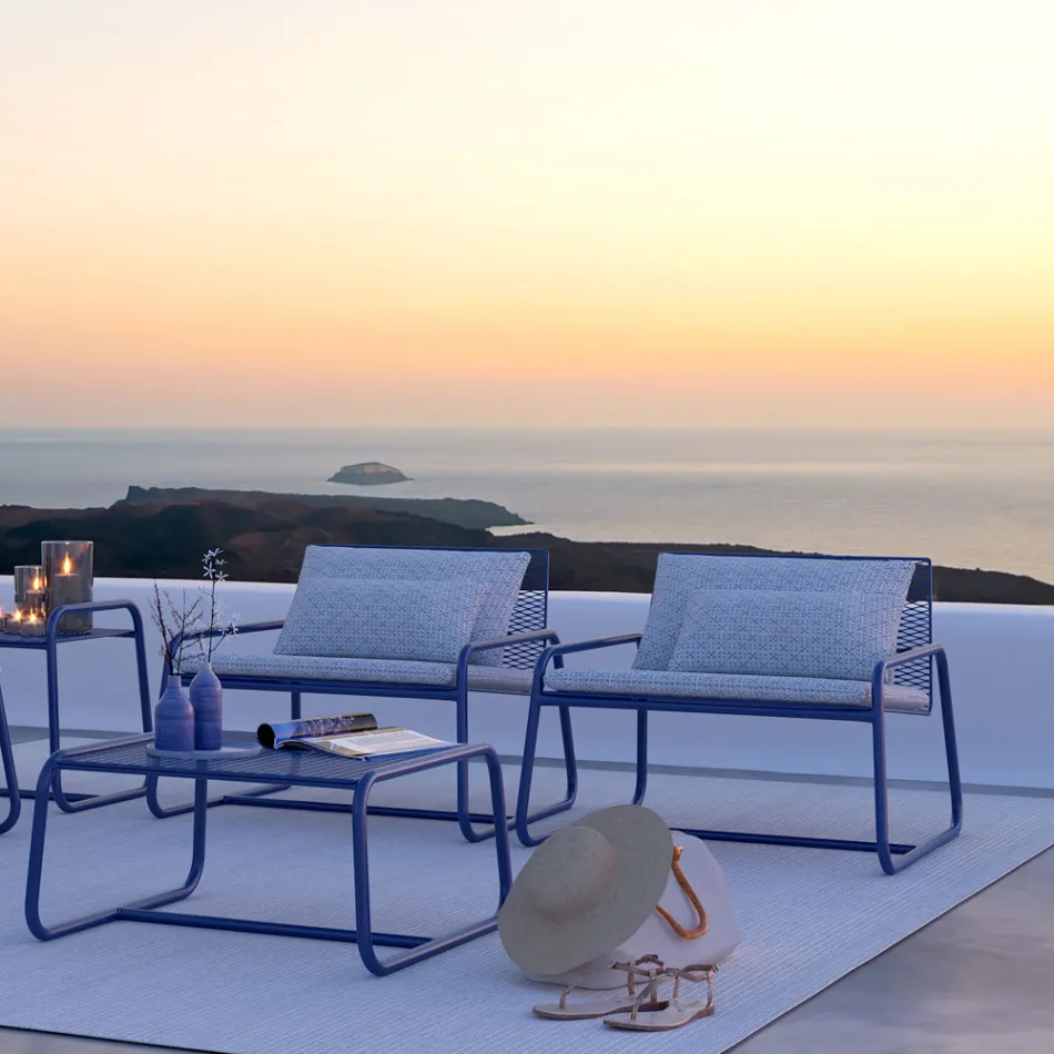 Udendørs metallænestol med luksuspude lavet i Italien - Karol Viadurini