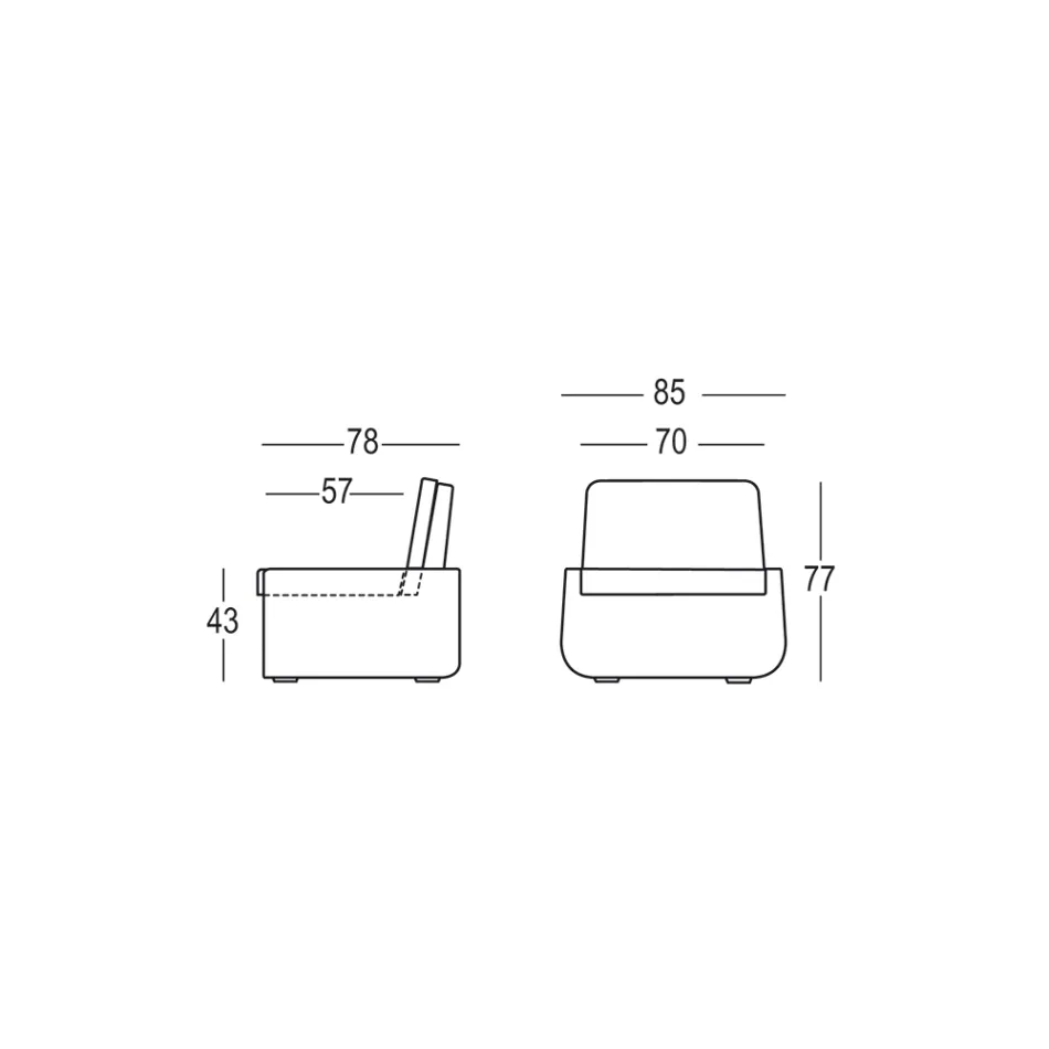 Udendørs lænestol i polyethylen med stofpude lavet i Italien - Belida Viadurini