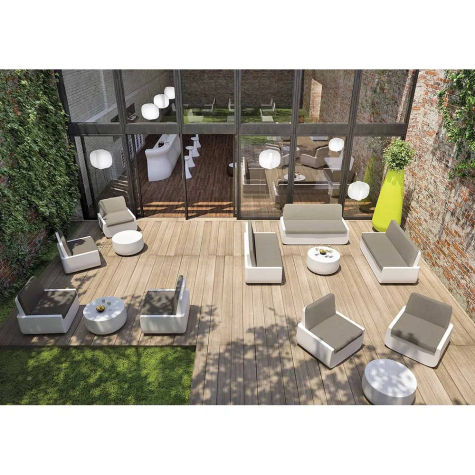 Udendørs lænestol i polyethylen med stofpude lavet i Italien - Belida Viadurini