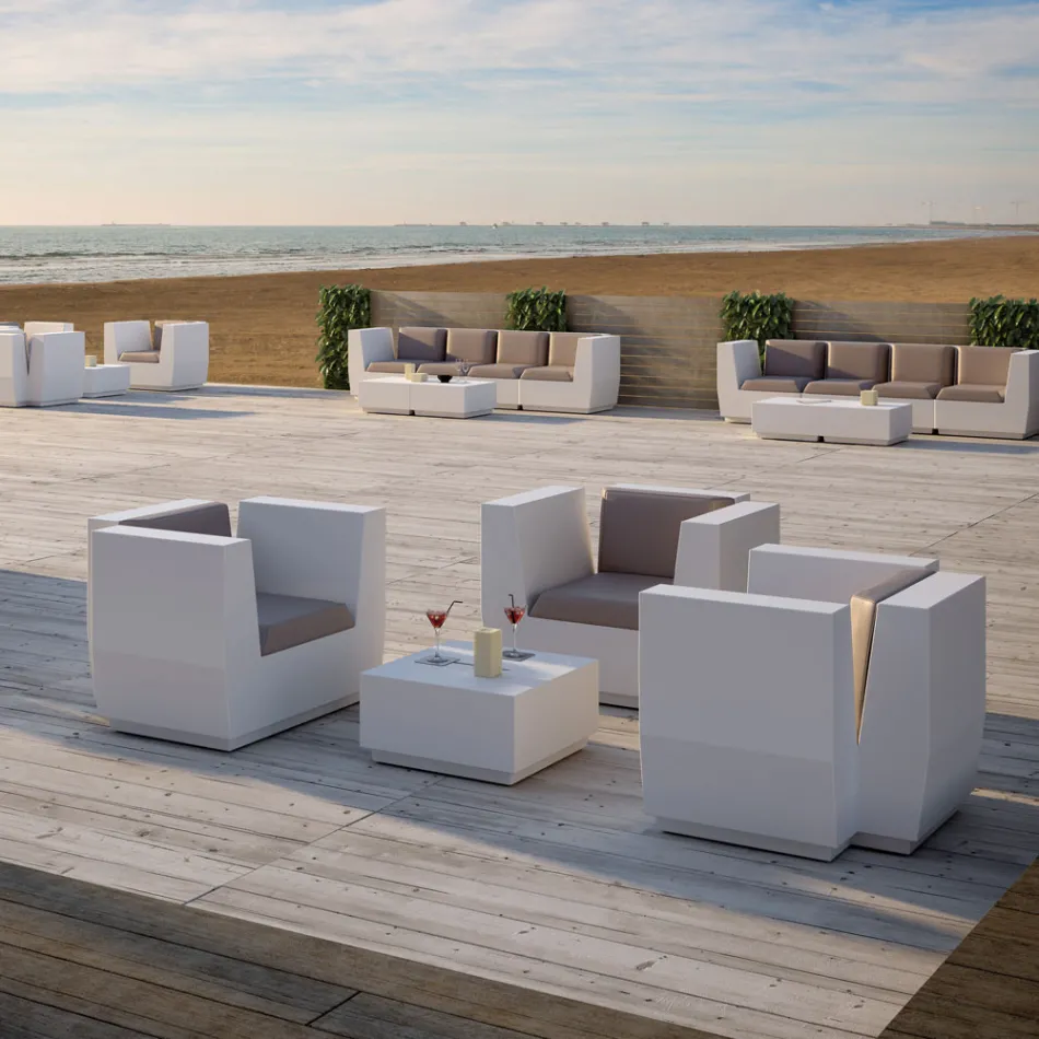 Udendørs lænestol i polyethylen med pude lavet i Italien - Chiabotto Viadurini