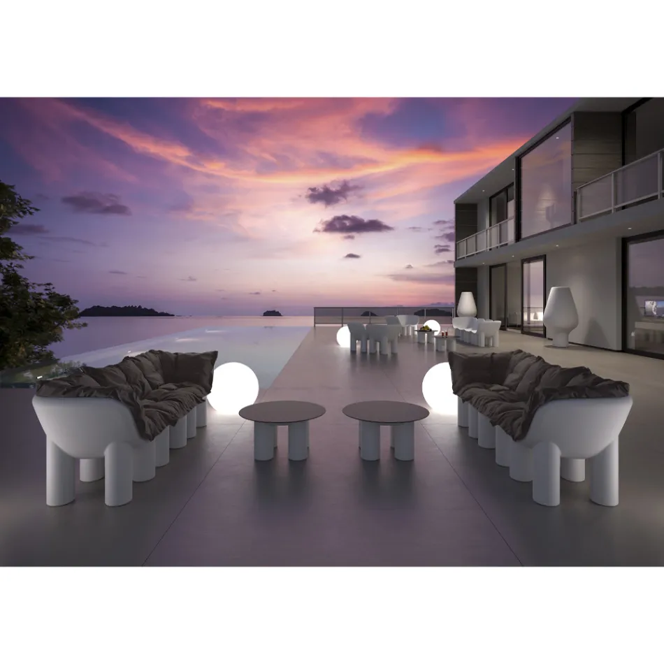 Udendørs lænestol i polyethylen med pude fremstillet i Italien - Freccia Viadurini