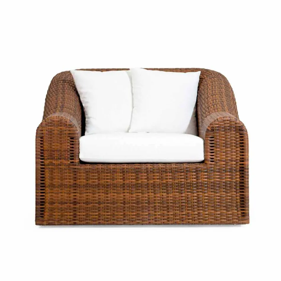 Udendørs lænestol polyethylen vævet mønster hånd Cooper Viadurini