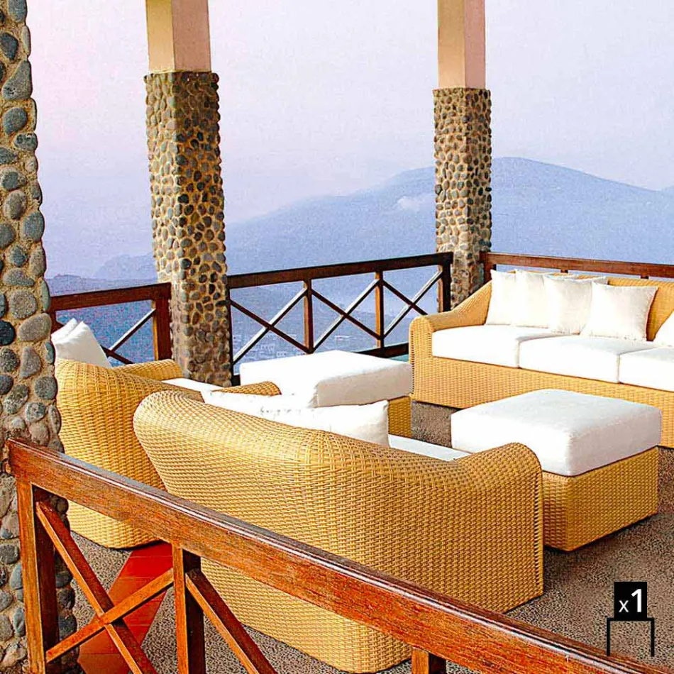 Udendørs lænestol polyethylen vævet mønster hånd Cooper Viadurini