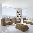 Udendørs lænestol i vævet polyrattan - Charlie Viadurini