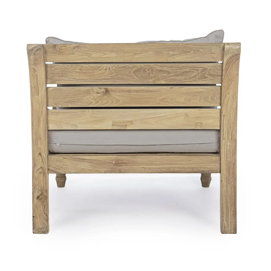 Udendørs Teak Lænestol med stofpuder, Homemotion - Tatyana Viadurini