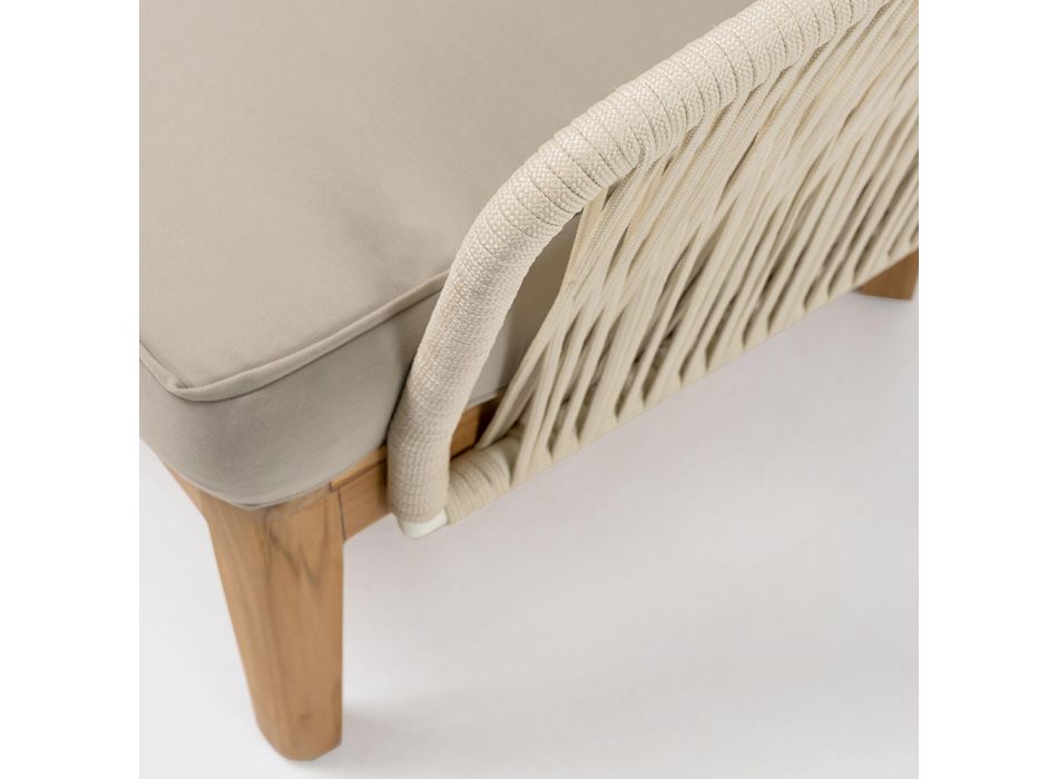 Udendørs lænestol i teak- og polyethylenvævning - Jhon Viadurini