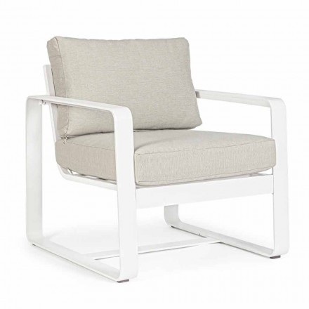 Udendørs lænestol i stof og hvidmalet aluminium, 2 stykker - Marianna Viadurini